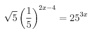  \sqrt{5} \left( \frac{1}{5} \right) ^{2x-4} = 25^{3x} 